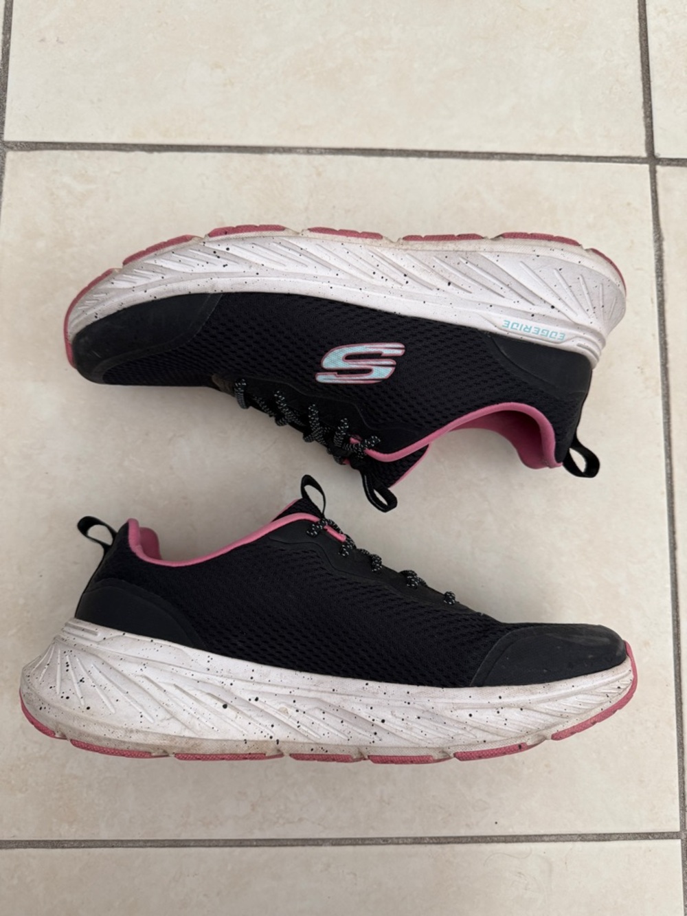 Skechers Black and Pink Women's Slip-On Lace-Up Sneakers